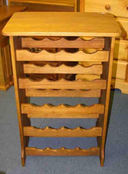 Wine rack, wood wine rack, pine wine rack, handcrafted Mennonite pine wine rack, Lloyd's Furniture Bradford and our new store in Schomberg Ontario.