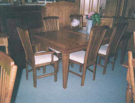 Mennonite oak dining room furniture, Mennonite maple dining room table and chairs, Lloyd's Furniture Bradford and our new store in Schomberg Ontario.