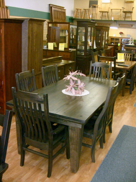 Wormy maple table, Mennonite handcrafted solid wood Wormy Maple table, Lloyd's Mennonite Furniture Bradford Ontario.