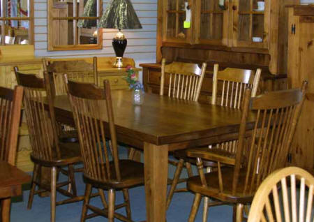 Rustic Harvest Mennonite barn board table and chairs, Lloyd's Furniture Bradford and our new store in Schomberg Ontario.