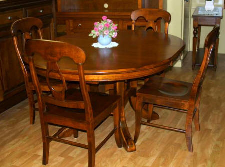 Cairo Table, all maple Cairo table with Julia side chairs, Lloyd's Furniture Bradford and our new store in Schomberg Ontario.