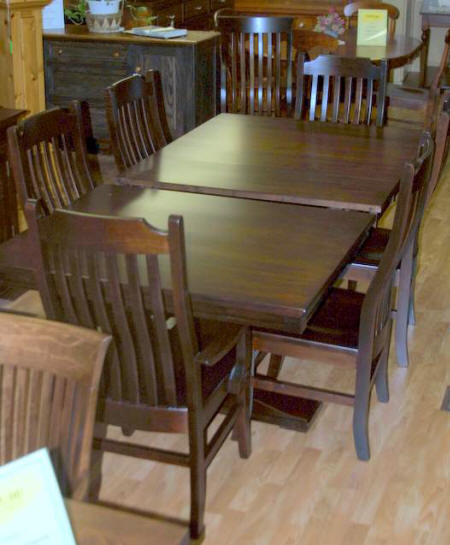 Madrid table, 42 inch maple Madrid table with contour mission chairs, Lloyd's Furniture Bradford and our new store in Schomberg Ontario.