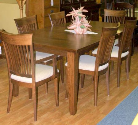 Maple Harvest Table, 42 inch Maple harvest table and 4 + 2 Lily chairs, Lloyd's Furniture Bradford and our new store in Schomberg Ontario.