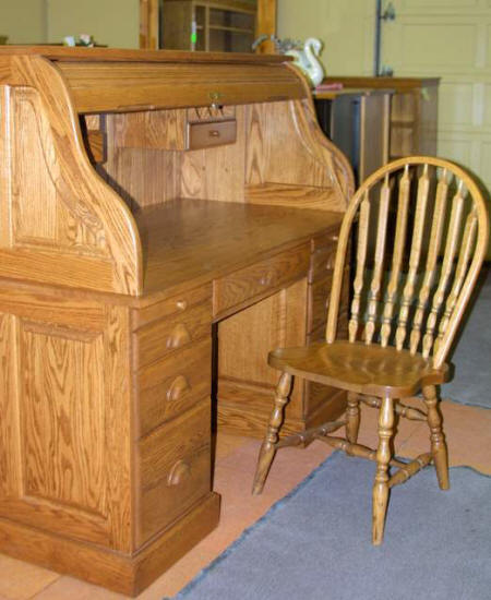 Oak Roll Top Computer desk, Pine Roll Top Computer desk, Maple Roll Top Computer desk, Lloyd's Furniture Bradford and our new store in Schomberg Ontario.
