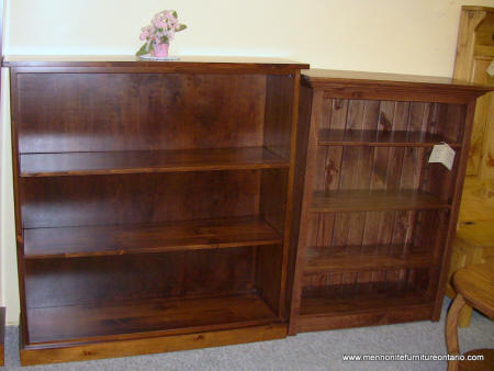 Wood Bookcases, small open front,  handcrafted Mennonite solid wood bookcases, Lloyd's Mennonite Furniture Bradford Ontario.