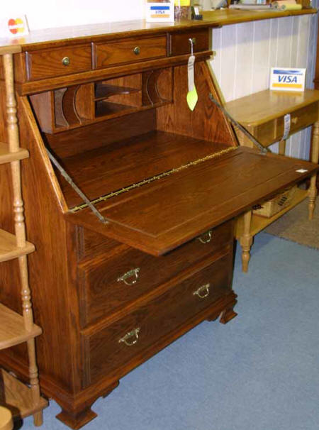 Handcrafted Mennonite oak secretaries desk, Handcrafted Mennonite oak secretaries desk, Lloyd's Furniture Bradford and our new store in Schomberg Ontario.